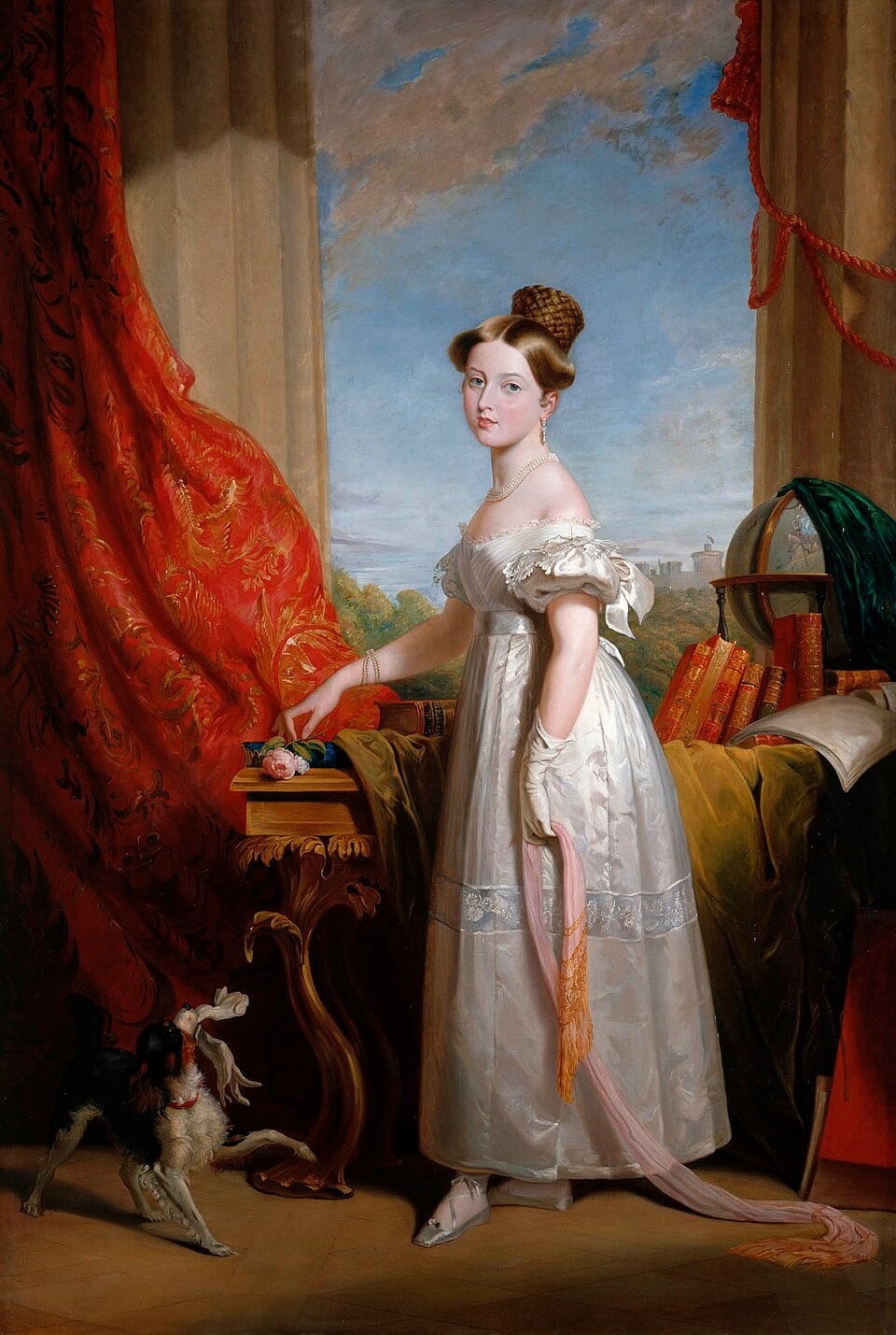 Portrait of Princess Victoria of Kent (later Queen Victoria, Empress of India) with her spaniel Dash.