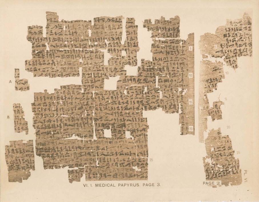 Part of page 2 and page 3 of the Kahun Gynaecological Papyrus